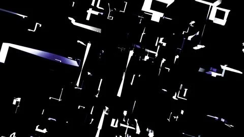 Abstract creating labyrinth with moving fast silhouettes on a black background Stock Illustration