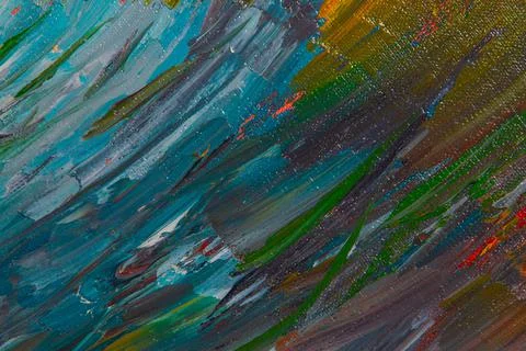 Abstract creative background: dull, chaotic oil paint spots on linen canvas b Stock Photos