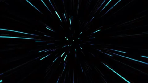 Abstract creative background. Flying in space with luminous neon lines. 4K Video Stock Footage 134595816