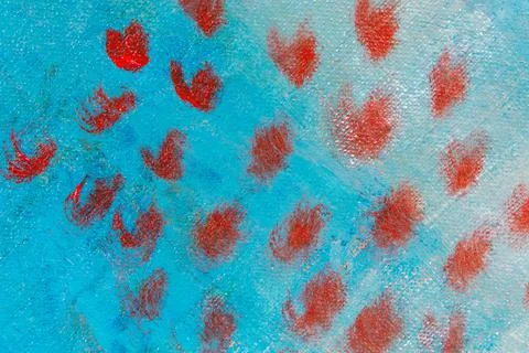 Abstract creative background: red blurred stains of colored primer when tonin Stock Photos