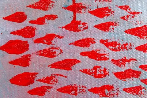 Abstract creative background: red blurred stains of colored primer when tonin Stock Photos