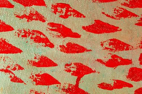 Abstract creative background: red blurred stains of colored primer when tonin Stock Photos