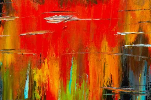 Abstract creative background: streaks and strokes of bright oil paint on line Stock Photos