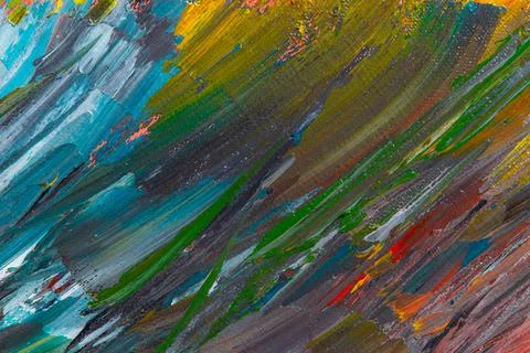 Abstract creative background: streaks and strokes of bright oil paint on line Stock Photos