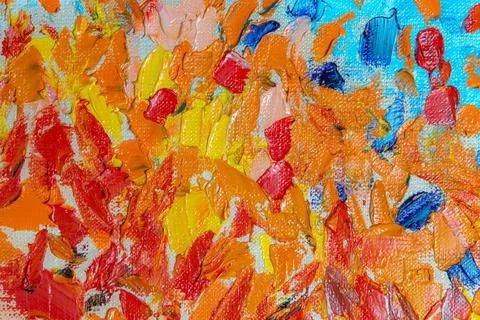 Abstract creative background: streaks and strokes of bright oil paint on line Stock Photos