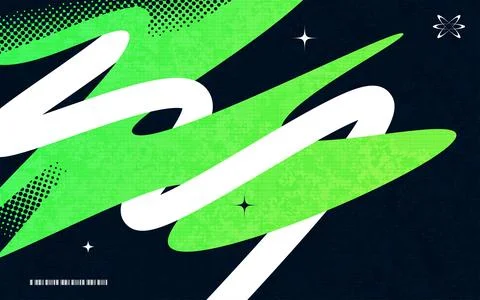 Abstract Creative Background with Wavy Lines, Halftones and Texture Effects Illustrazione stock