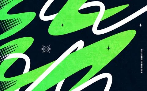 Abstract Creative Background with Wavy Lines, Halftones and Texture Effects Illustrazione stock