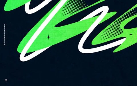 Abstract Creative Background with Wavy Lines, Halftones and Texture Effects Illustrazione stock
