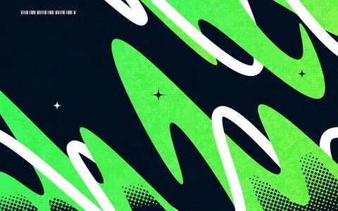 Abstract Creative Background with Wavy Lines, Halftones and Texture Effects Illustrazione stock