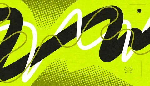 Abstract Creative Background with Wavy Lines, Halftones and Texture Effects Illustrazione stock