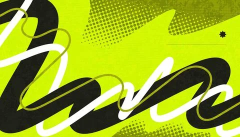 Abstract Creative Background with Wavy Lines, Halftones and Texture Effects Illustrazione stock