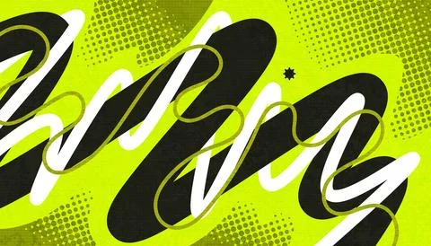 Abstract Creative Background with Wavy Lines, Halftones and Texture Effects Illustrazione stock