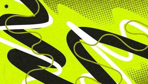 Abstract Creative Background with Wavy Lines, Halftones and Texture Effects Illustrazione stock