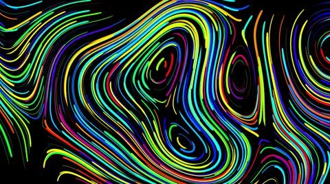 Abstract creative bg with curled lines like trails of different colors. Lines Illustrazione stock