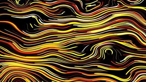 Abstract creative bg with curled lines like yellow trails on surface. Lines form Stock Illustration