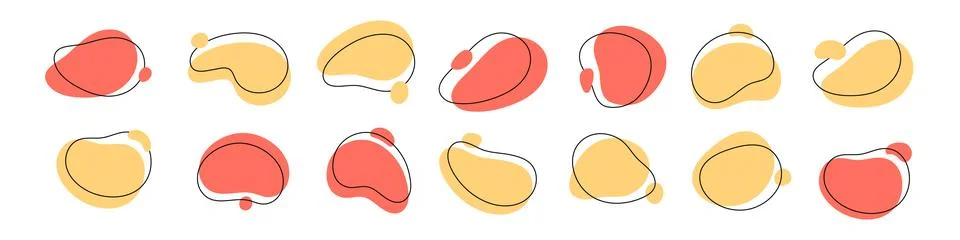 Abstract creative blots set. Curvy line, organic wave pattern. Flat vector il 스톡 일러스트