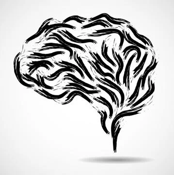 Abstract creative brain with paint strokes stock. Colorful vector illustratio Stock Illustration