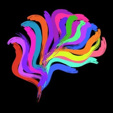 Abstract creative brain with paint strokes stock. Colorful vector illustratio Illustrazione stock
