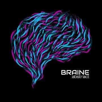 Abstract creative brain with paint strokes stock. Colorful vector illustratio Stock Illustration