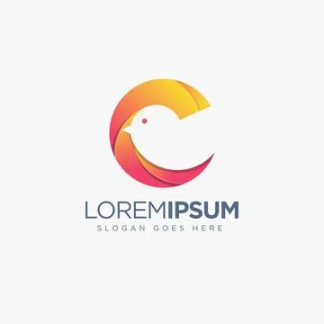 Abstract creative C letter logo of Canary with negative space style Stock Illustration