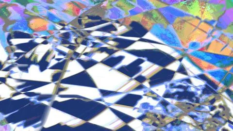 Abstract creative colored ink isomatric painting blue and white color art Stock Illustration