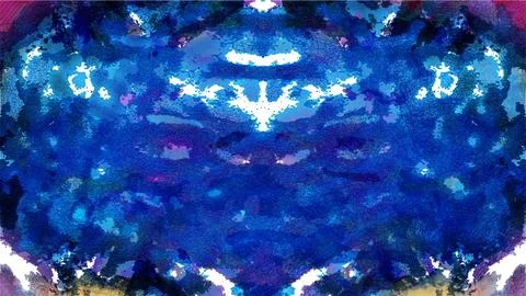 Abstract creative colored ink painting blue color art style with white Stock Illustration