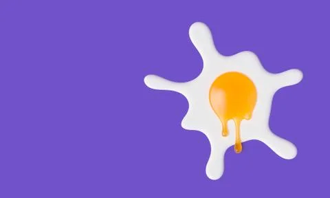 Abstract creative concept dripping yolk omelet or broken egg isolated 3d illu Stock Illustration