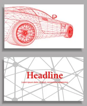 Abstract Creative concept vector background of 3d car model. Sports car Illustrazione stock