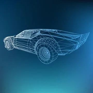 Abstract Creative concept vector background of 3d car model. Sports car Illustrazione stock