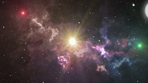 Abstract creative cosmic background, moving through space galaxy. Animation Stock Footage 168639954