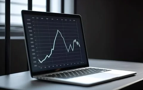Abstract creative financial graph on modern laptop screen, forex and investment 스톡 사진