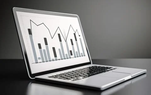 Abstract creative financial graph on modern laptop screen, forex and investment 스톡 사진