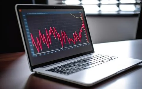 Abstract creative financial graph on modern laptop screen, forex and investment 스톡 사진