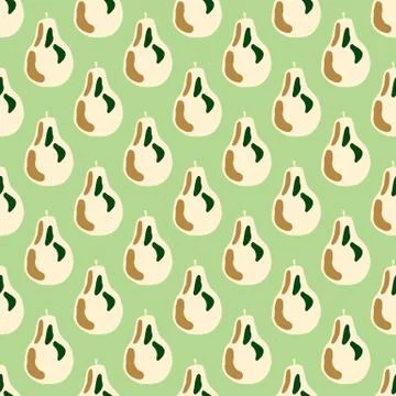 Abstract creative food seamless pattern with pear elements. Doodle fruits on  Stockillustratie