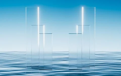 Abstract creative glass background and geometric figure, 3d rendering. Illustrazione stock