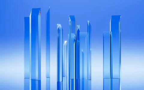 Abstract creative glass background and geometric figure, 3d rendering. Illustrazione stock