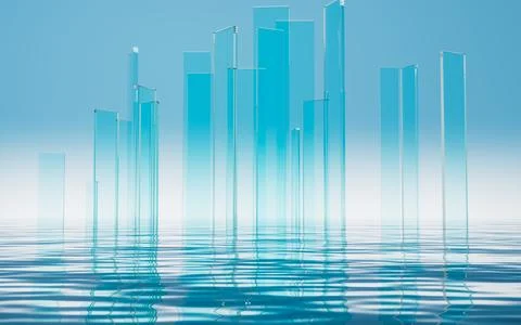 Abstract creative glass background and geometric figure, 3d rendering. Illustrazione stock