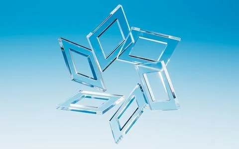 Abstract creative glass square figures, 3d rendering. Stock Illustration