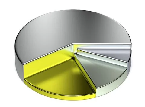 Abstract creative growing precious metal pie chart Illustrazione stock