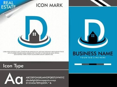 Abstract creative letter D and simple minimalist real estate logo Stock Illustration
