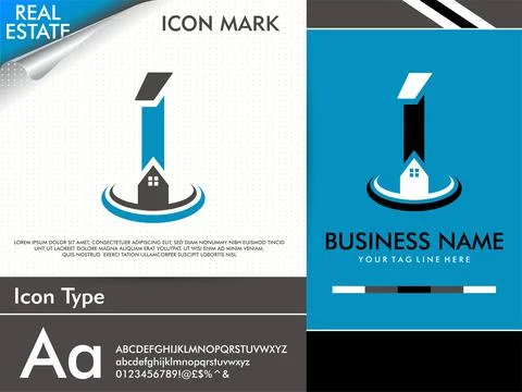 Abstract creative letter I and simple minimalist real estate logo Stock Illustration