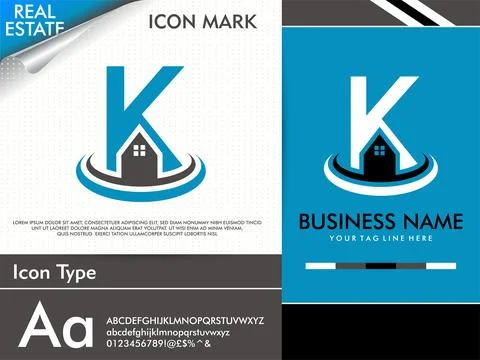 Abstract creative letter K and simple minimalist real estate logo Stock Illustration