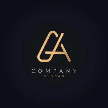 Abstract Creative Letter A Logo Concept Icon Template Gold Color Vector. Stock Illustration
