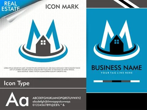 Abstract creative letter M and simple minimalist real estate logo Stock Illustration