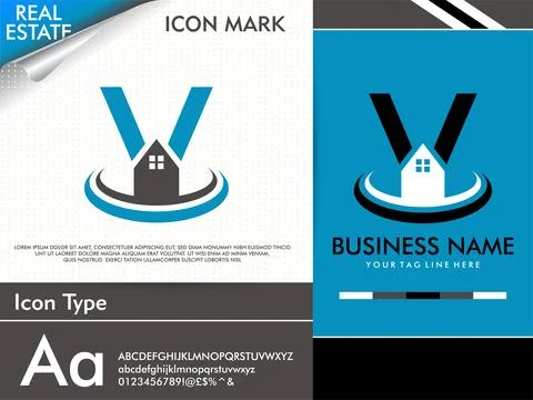Abstract creative letter V and simple minimalist real estate logo Stock Illustration