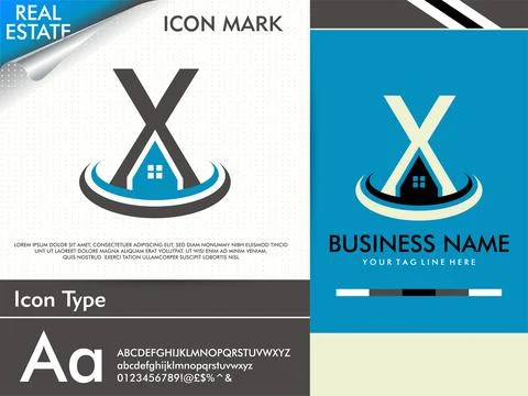 Abstract creative letter X and simple minimalist real estate logo Stock Illustration