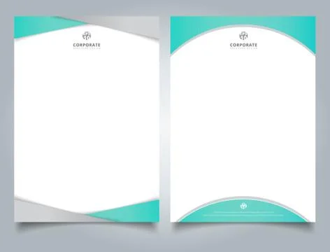 Abstract creative letterhead design template light blue color geometric trian Stock Illustration