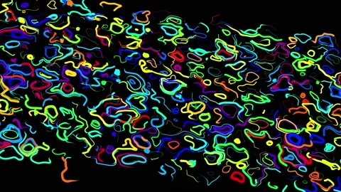 Abstract creative looped bg with curled lines like trails of different colors Stock Footage 140916741