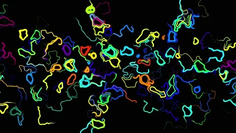 Abstract creative looped bg with curled lines like trails of different colors Stock Footage 140916800