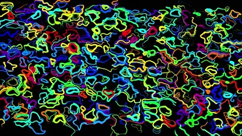 Abstract creative looped bg with curled lines like trails of different colors Stock Footage 140916844